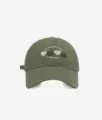 Olive green cotton baseball cap featuring cute embroidered heart patterns and English text detail. - M (56-58cm) / Mustard Green
