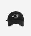 Vista detallada de gorra de béisbol negra con corazones bordados y texto bonito. - M (56-58cm) / Negro