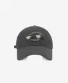Close-up detail of the grey baseball cap featuring cute fluffy heart embroidery and text. - M (56-58cm) / Dark Gray