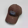 Gorra de béisbol marrón vintage con bordado y detalles desgastados estilo urbano. - M (56-58cm) / Café