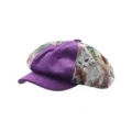 Retro patchwork corduroy newsboy cap with artistic jacquard fabric for women autumn winter. - M / Purple