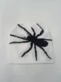 Gorro de punto blanco con patrón de araña negro, gorro de invierno cálido para hombres y mujeres. - Talla Única Alta Elasticidad / Blanco