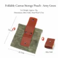 Opvouwbaar canvas opbergtasje met lederen flap, compacte zak voor buitengereedschap. - Groen