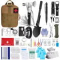 Kit d'équipement de survie multifonctionnel extérieur avec sac à dos et trousse de secours. - Kaki