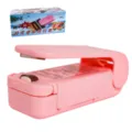 Draagbare mini warmte-sealer voor plastic zakjes voor huishoudelijke snackbewaring. - Roze