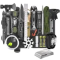 Outdoor survival tactische uitrusting doos set met opvouwbaar mes bijl zaklamp en gereedschap - Zwarte Set (17 Stuks)