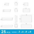 Clear plastic storage drawer set organizers containers transparent sorting bins 25 pcs - 25-Piece Set