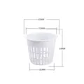 White plastic net pot for hydroponics, 83# PP plant growth cup basket with dimension marks. - M / White