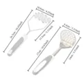 Stainless steel potato masher kitchen tool size details showing two different pressing heads. - Single-Sided Potato Masher 2-Piece Set