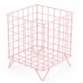 Pink metal wire storage basket desktop organizer for coffee capsules and small items. - Pink