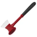Multi-function meat tenderizer hammer and axe tool with ergonomic handle for kitchen cooking. - Red & Black