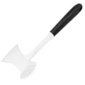 Multi-functional meat tenderizer hammer with double-sided mallet and ergonomic non-slip handle. - White & Black