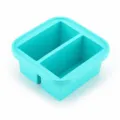 Großer Silikon Babynahrung Aufbewahrungsbehälter Doppelkammer Eiswürfelbereiter mit Skala - 2 Fächer / Cyanblau