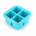 Blauer 4-Gitter Silikon Eiswuerfelbereiter und Babynahrung Gefrierbehaelter fuer Kueche. - 4 Gitter / Cyanblau