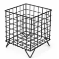 Black metal wire mesh storage basket for coffee pods and desktop organization. - Black
