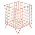 Rose gold iron wire storage basket for coffee pods and desktop organization. Durable metal design. - Rose Gold
