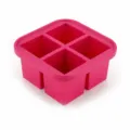 Pink 4-grid silicone ice cube tray with lid 125ml baby food freezer storage mold SKU - 4 Grids / Rose Red