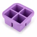Purple 4-grid silicone ice cube tray with 125ml capacity for safe baby food storage. - 4 Grids / Purple