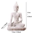 White resin Buddha statue tabletop ornament, serene home decor sculpture, 11cm height. - White