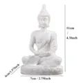 White resin Buddha statue tabletop ornament, meditation sculpture with lotus base, 11cm height. - White