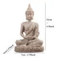Resin Buddha statue figurine for home decor, feng shui ornament, retro tabletop sculpture. - Sandstone