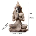 Retro Sandstone Buddha Figurine Feng Shui Home Office Desk Decor Zen Statue 11x7.5x5cm - Black