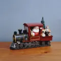 Weihnachtliche Kunstharz-Figur Weihnachtsmann Zug mit Tieren Festtagsgeschenk. - Tierzug (RRW104-F)