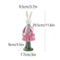 Creative resin rabbit figurine holding flower, desktop home decor ornament with dimensions. - Easter Bunny Pink Outfit