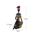 Afrikanische Stammesfrau Harz Figur Statue Heimdeko Ornament Tisch Kunst Skulptur 21cm - Rosa Hut Gelbes Kleid Stil (RRW048) / Rosa und Gelb