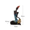 Afrikanische Frau Harz Figur Heimdeko Tischornament kreative Kunst Skulptur 12x9,2x20cm - Blaues Kleid Linke Hand Vase Stil (RRW050)