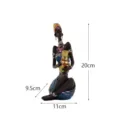 Afrikanische Stammesfrau Harz Figur Statue Heimdekoration Tischornament Kunstwerk - Blaues Kleid Spitzhut Hält Vase Stil (RRW051)