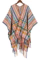 Bohemian fringe poncho for women, ethnic style colorful woven shawl for autumn and winter. - Diamond Shawl Beige