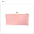 Pink vintage kiss-lock long wallet for women, multi-card slot minimalist clutch bag. - Pink
