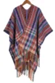 Boho bohemian colorful geometric pattern fringe shawl winter warm cape outerwear detail. - Diamond Shawl Purple