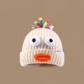 Schattige grappige gebreide muts voor vrouwen winter warme tekenfilm grote ogen pluche - Broken Wit