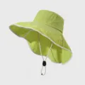 Wide brim sun hat with neck flap, breathable summer bucket hat for outdoor women. - Perforated Outdoor / Green