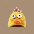 Süße lustige Cartoon Strickmütze für Damen Herbst Winter warme Wolle Kappe Neuheit Stil. - Gelb