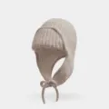 Women winter warm knitted earflap hat sweet cute wool beanie cute pilot cap stylish casual. - Off White