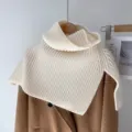 Witte gebreide colponcho winter warme neppe kraag stijlvolle split sjaal mode accessoire - Omslagdoek met Split / Broken Wit