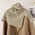 Gebreide col afneembare kraag winter warm stijlvolle dikke gebreide sjaal omslagdoek vrouwen - Omslagdoek met Split / Kaki