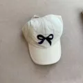 Kids sun baseball cap cute bow design summer thin breathable lightweight sun protection hat casual - Embroidered Bowknot Empty Top Hat / Beige