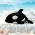 Cute killer whale plush toy, black and white orca stuffed animal pillow, soft ocean doll variant - Marine Series (Black Killer Whale) / 25cm