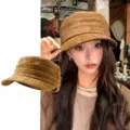 Gorra plana plisada retro para mujer, sombrero con visera de estilo vintage, 56-58cm. - Sombrero de Montar Liso / Caqui