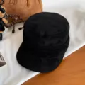 Gorra plana vintage negra para mujer, sombrero boina plisado elegante para uso diario. - Sombrero de Montar Liso / Negro
