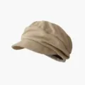 Retro pleated khaki beret hat for women, stylish Japanese vintage painter cap design. - Pleated Cloud Hat / Khaki