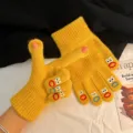 Leuke gele gebreide handschoenen met grappige grote mond, warme dikke touchscreen winterhandschoenen. - Grote Mond Monster Handschoenen [Geel]