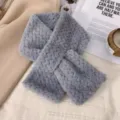 Grijs nepbont kruissjaal winter pluche nekwarmer dik zacht warm gezellig stijlvol mode accessoire - Golvend Grijs
