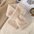 Dikke Kunstvacht Kruis Sjaal Winter Warme Pluche Nekwarmer Zachte Eenvoudige Kraag - Golvend Beige