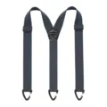 Heren Y-vormige elastische bretels met driehoekhaken, gespen en zwarte lederen patch. - Maiskorrel 3-Haak Stijl / donkergrijs