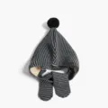 Kids striped knitted pointy hat winter warm fleece scarf integrated beanie cap for children - Striped Elf Hat / Blue
